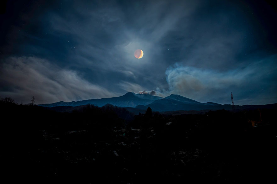 Our Moon: 'Moon Eclipse Over Mount Etna' By Alessia Scarso