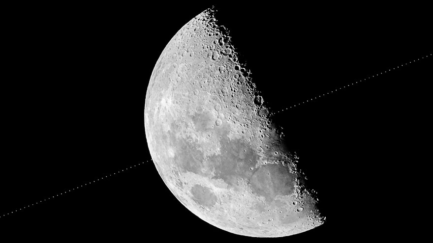 Our Moon: 'Hubble Space Telescope Transits Across The Moon Between Lunar X And Lunar V' By Michael Marston