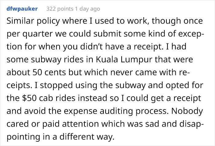 Employee Outsmarts Manager And Gives Company A $500 Cab Bill After They Say Bus Tickets Can't Be Reimbursed