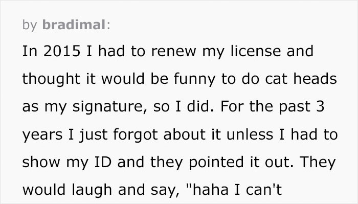 Guy Draws Cat Heads As A Joke Signature On His ID, Realizes He Made A Mistake When He Has To Sign Mortgage Papers Years Later