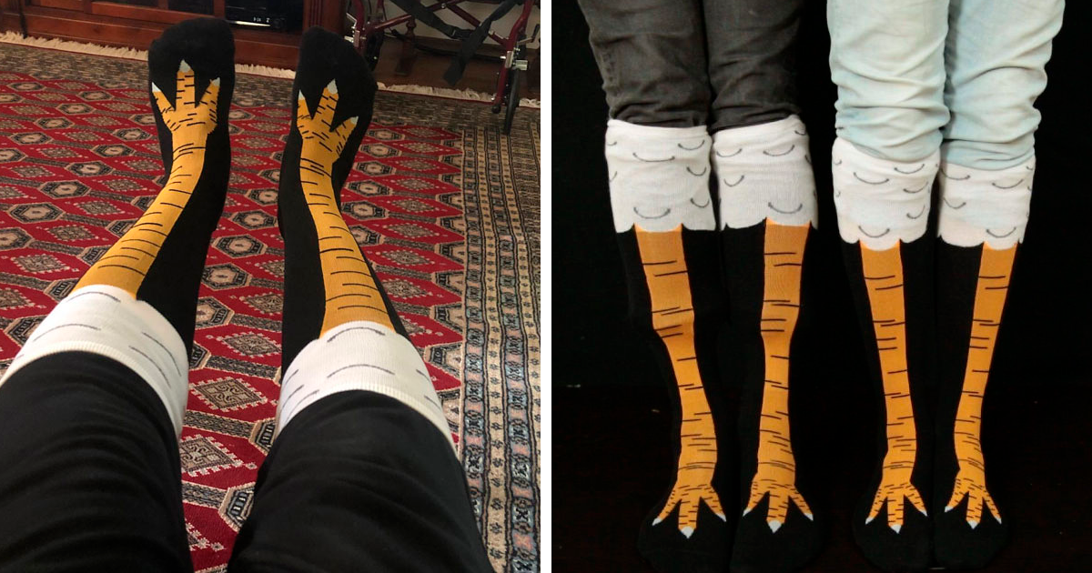 New Women Men Funny Chicken Legs Feet High Socks Cartoon Thigh Stockings