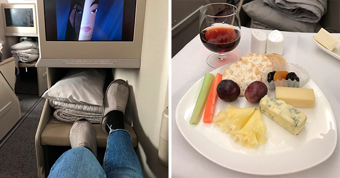 Person Can’t Believe The Difference Between Economy And Business Class After Getting Randomly Upgraded To Business Class