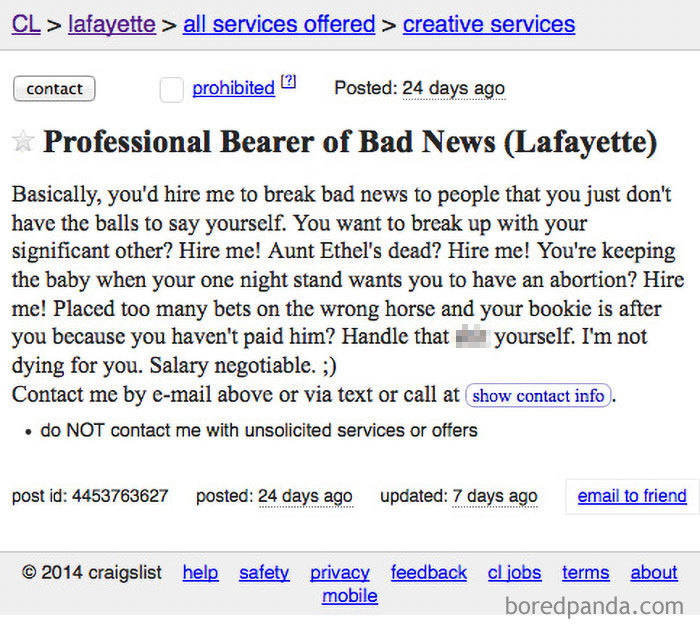 My Friend Found Another Indispensable Service On Craigslist Yesterday