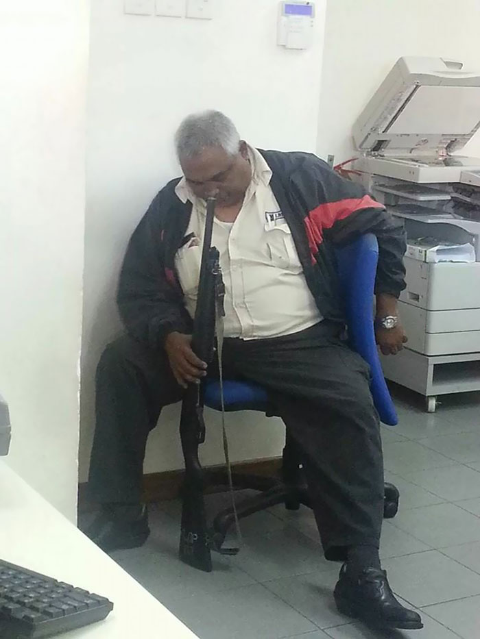The Way This Guard Is Sleeping (It's Loaded)