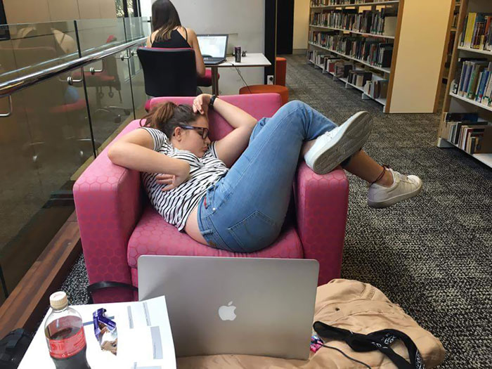 A Girl At Uni Fell Asleep In A Chair