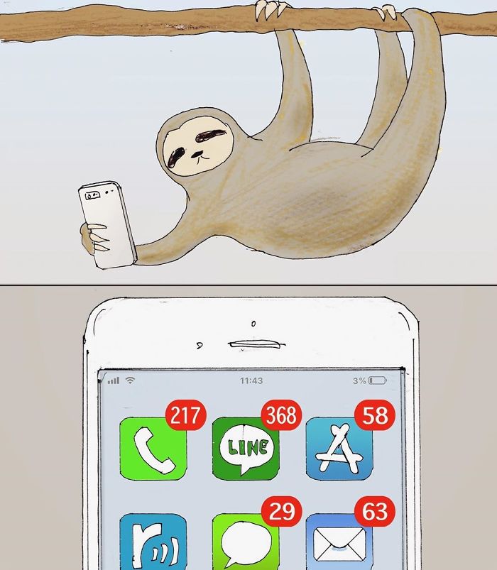 Funny-Sloth-Illustrations-Keigo