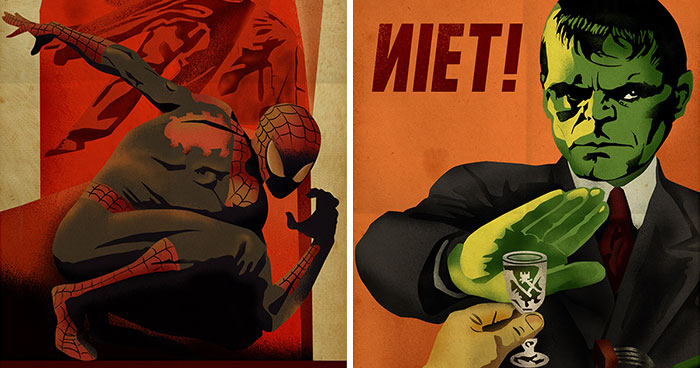 My 9 Posters That Portray American Superheroes In A Soviet Style
