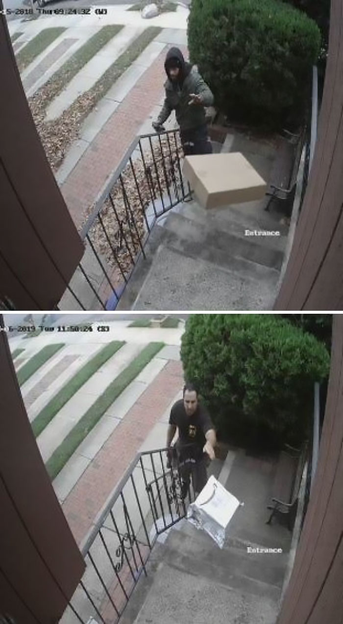 The Way Both FedEx And UPS Deliver My Packages (Caught By Security Cam)