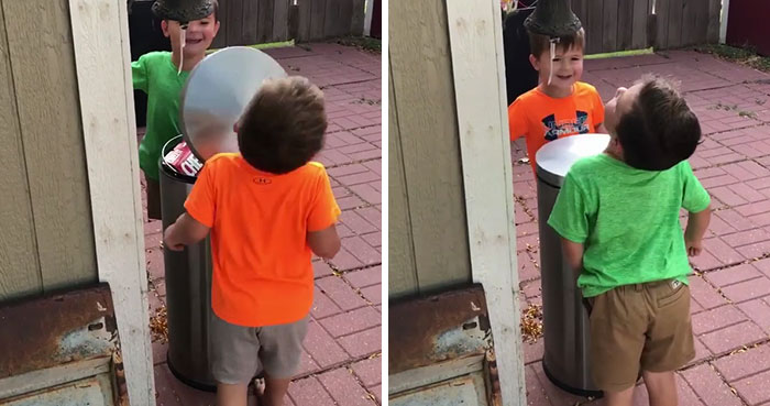 These 2 Boys Hitting Each Other With A Trash Can Lid Is Living Proof Why Women Live Longer Than Men
