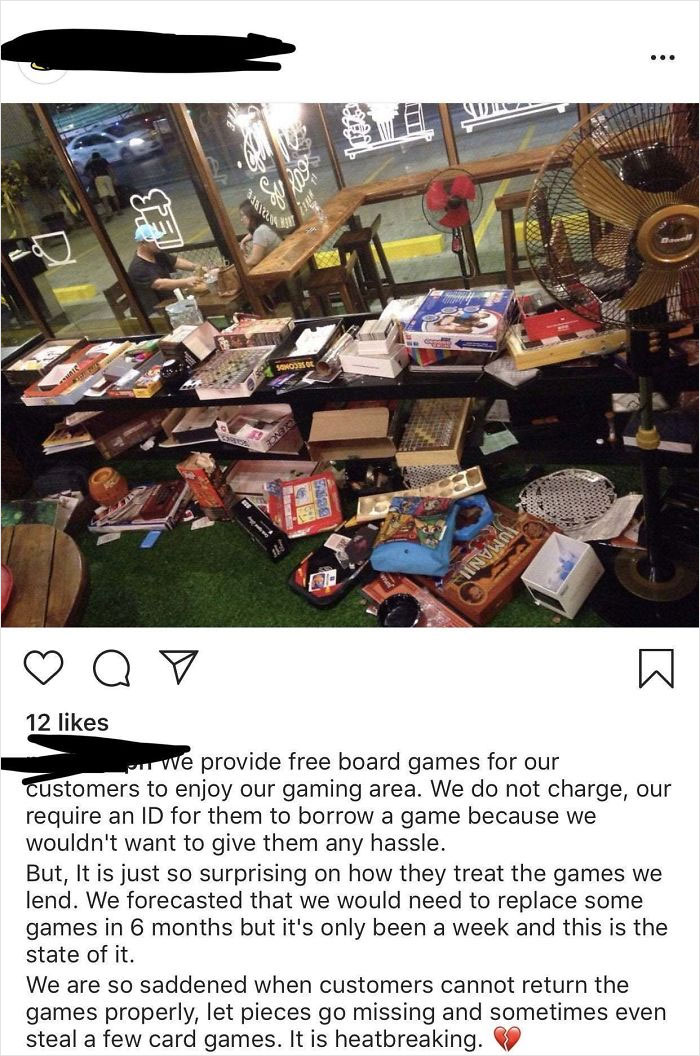 Cafe Provides Boardgames Free Of Charge To Customers; Customers Destroy It In Less Than A Week