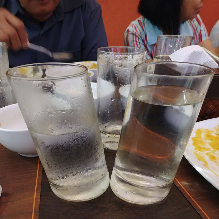 These Slanted Glasses At A Restaurant