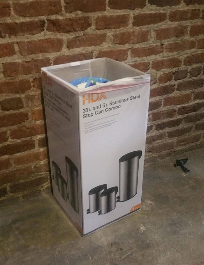 This Trash Can At The Bar Is A Box For A Trash Can
