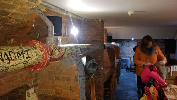 Sewerage Pipe Running Through A Restaurant! The Meal And Staff Were Lovely, Just Couldn't Get Over The Sound Of Poo Running Past Every Couple Of Minutes