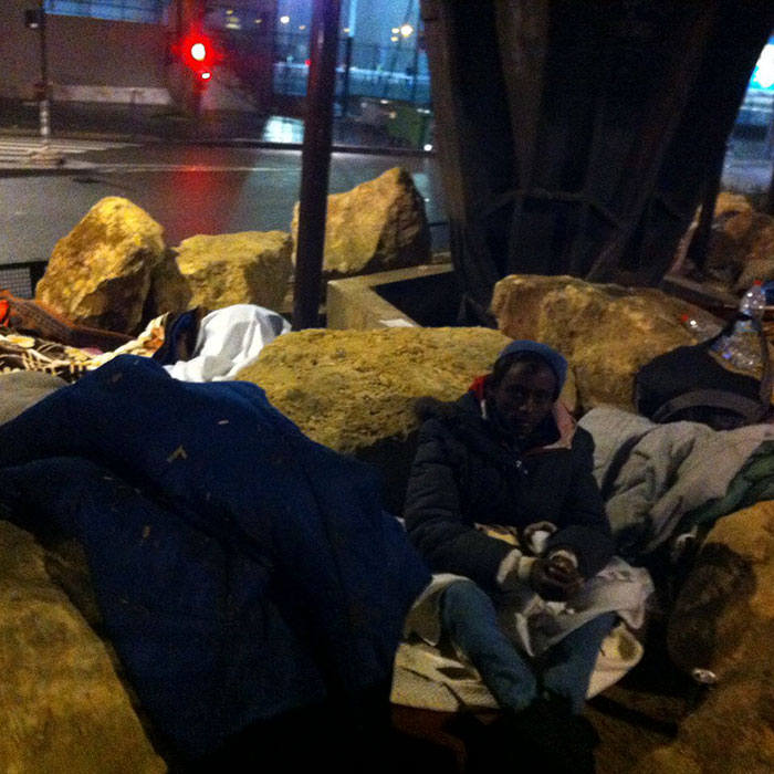 In Paris Large Stones Placed Under Bridge To Stop Refugees From Sheltering Or Sleeping Near The Official Camp