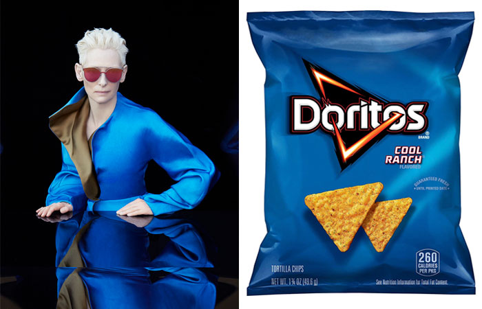 Someone Notices Tilda Swinton's Outfits Look Similar To Different Flavors Of Doritos, Compares Them Side By Side