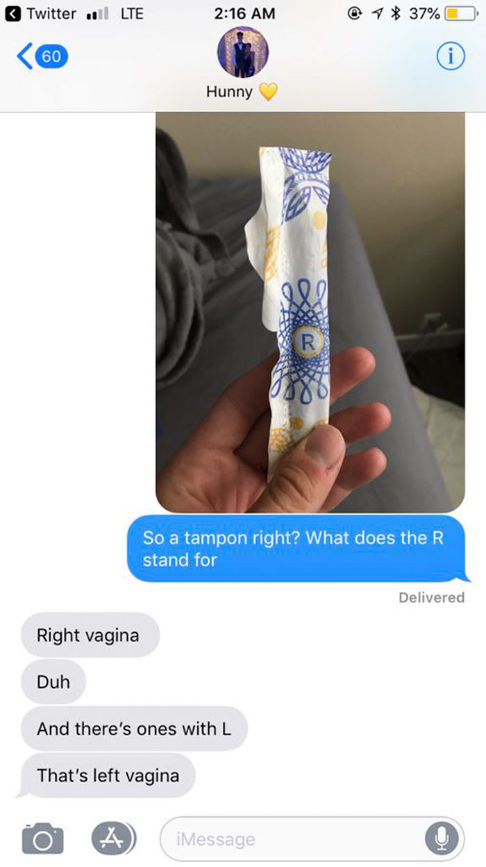 Women Are Asking Their Boyfriends If They Know What The Letters On Tampons  Mean, And Their Responses Are Hilarious | Bored Panda
