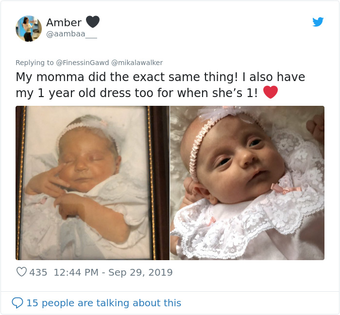 Woman Dresses Up Her Baby In Her Own Old Dress That She Saved, Inspires People To Do The Same