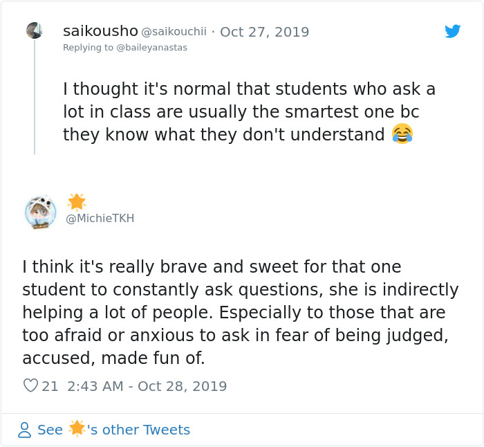 This Girl Was Ridiculed For Asking A Lot Of "Dumb" Questions In Class, Turns Out She Was Just Helping Her Socially Anxious Friend