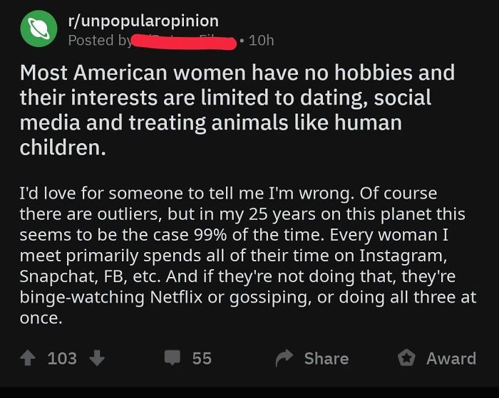 Woman Don't Have Hobby's, Apparently