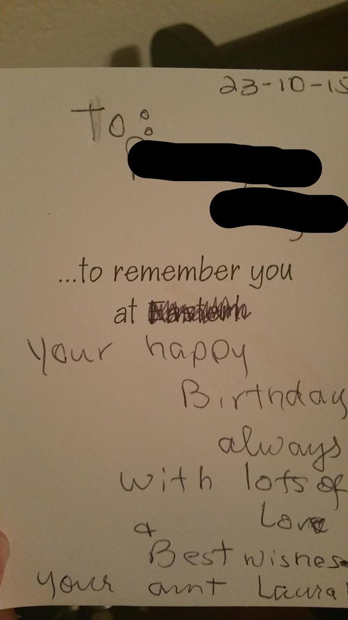 My Aunt Gave Me A Birthday Card...