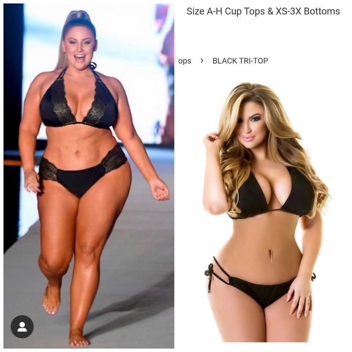 Left, Walking The Runway For A Swimware Company; Right, Modeling Swimwear For Her *own* Company Where She Is The Sole Model. Company's Tagline Is "Beauty Has No Size."