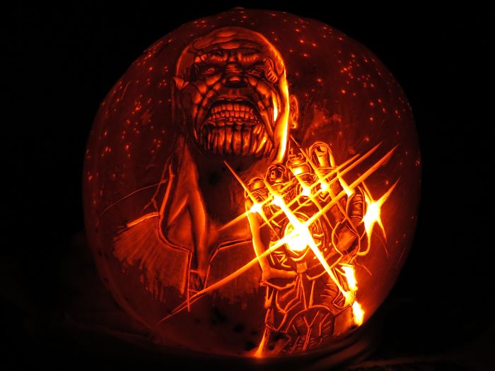 I Just Finished My Pumpkin Carving. "The Mad Titan, Thanos"