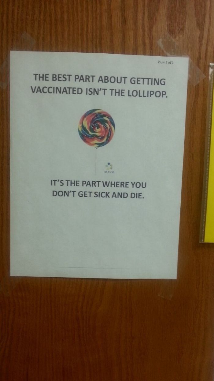 Lo mejor de vacunarse no es la piruleta. Es cuando no enfermas y mueres