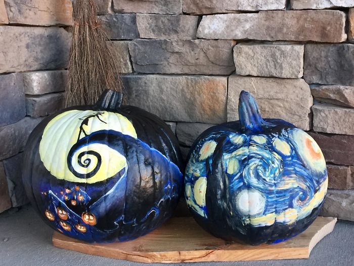 My Wife's First Attempt At Painting Pumpkins. They Came Out Ok
