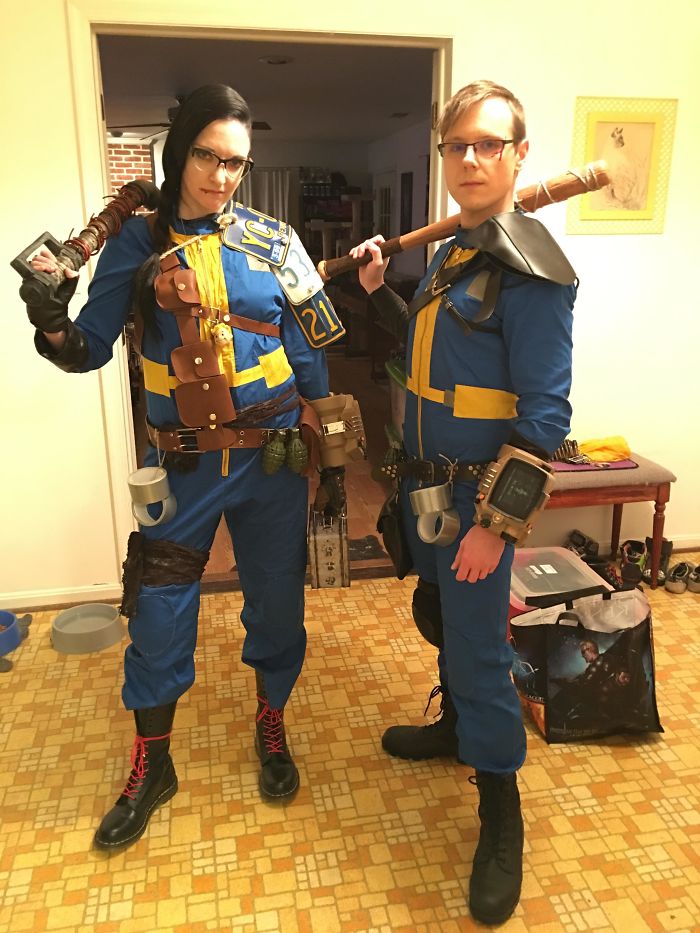 Just Wanted To Share My BF And I’s Costumes From The Halloween Party Last Night. By The End Of The Night My Lunchbox Was Full Of Caps From The Bartenders And We Even Ran Into A Guy From Vault 101