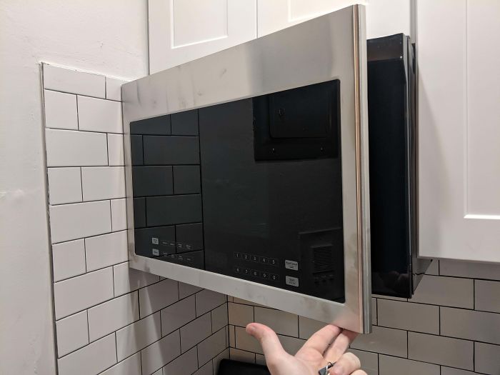 Landlord Hung The Microwave, This Is As Far As It Opens Before Hitting The Wall