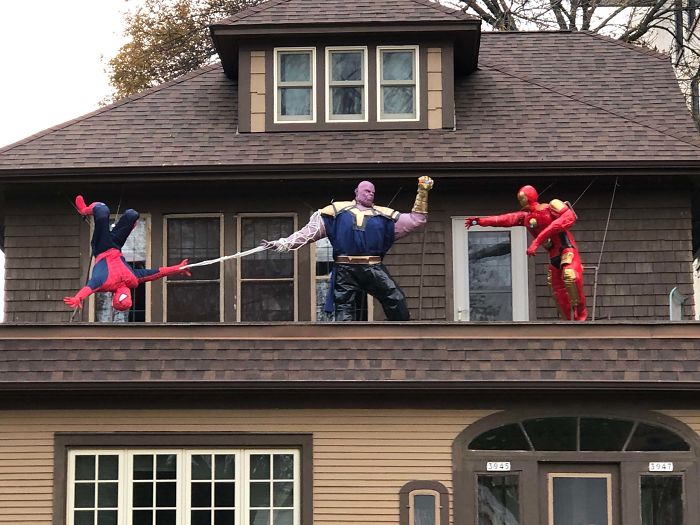 Thanos Fighting Spider-Man And Iron Man Halloween Decoration