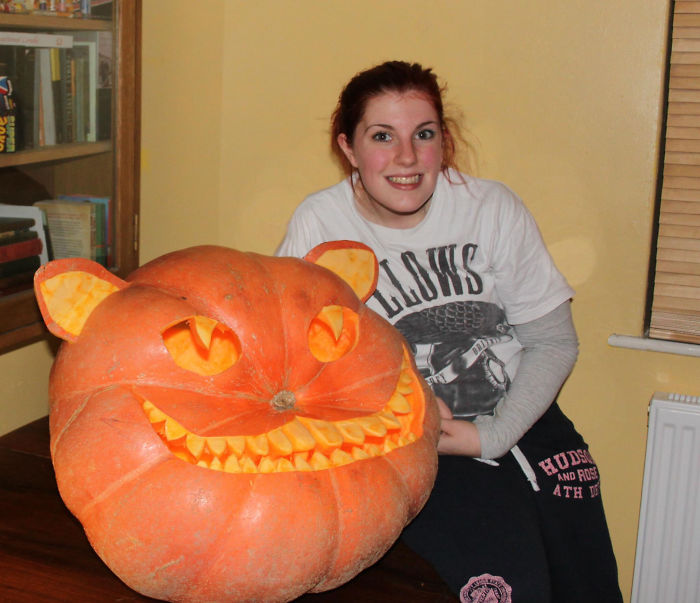 My Giant Cheshire Cat Pumpkin. I’m Frazzled From How Much Energy It Took To Move That Monster