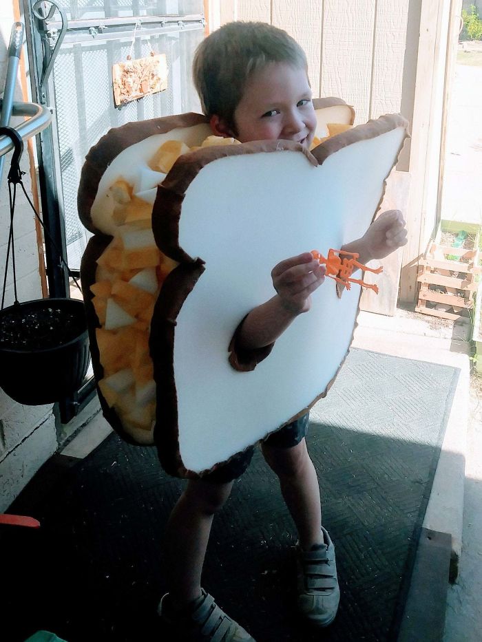 My Son Wanted To Be An Egg Salad Sammich For Halloween This Year. So I Made Him Into One