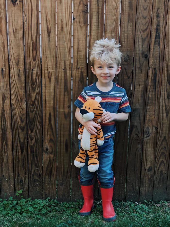 My Son As Calvin (With Hobbes!) Today For His Preschool Costume Contest