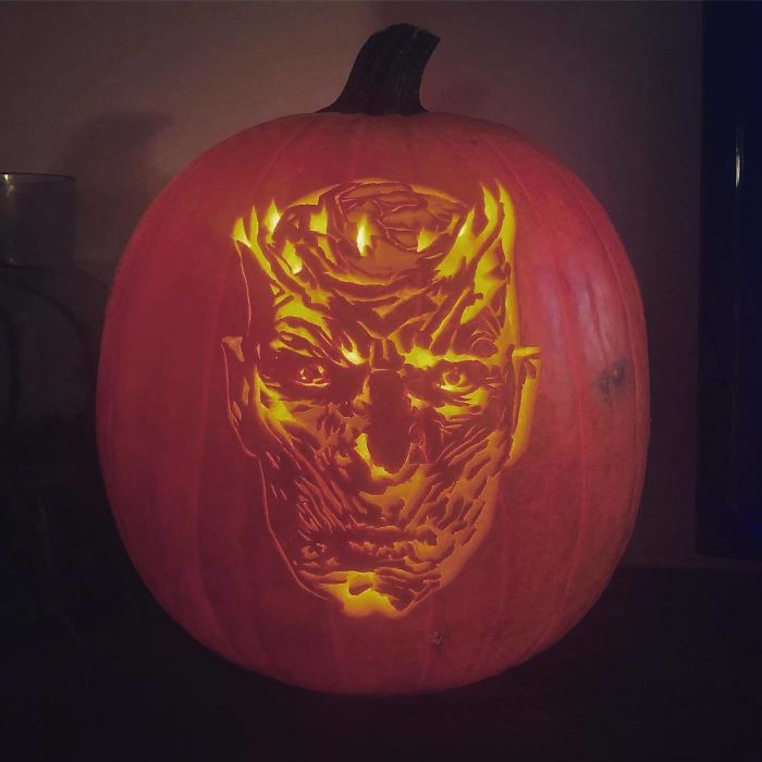Got The Night King Pumpkin Carving Complete. Pretty Happy With How It Turned Out. Took About 6 Hours In Total To Gut, Carve And Shade. I Love October