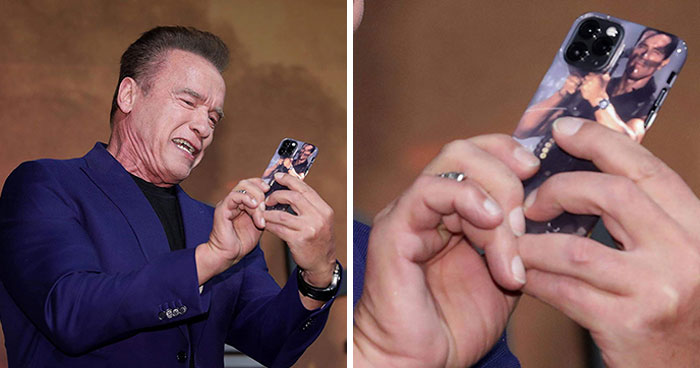 Someone Spots That Arnold Schwarzenegger Has The Funniest iPhone Case