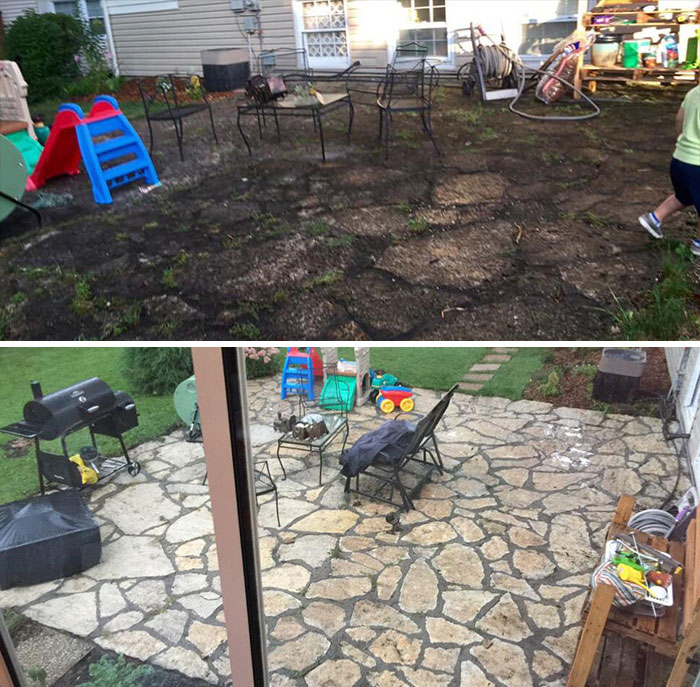 Washed My Patio Before And After