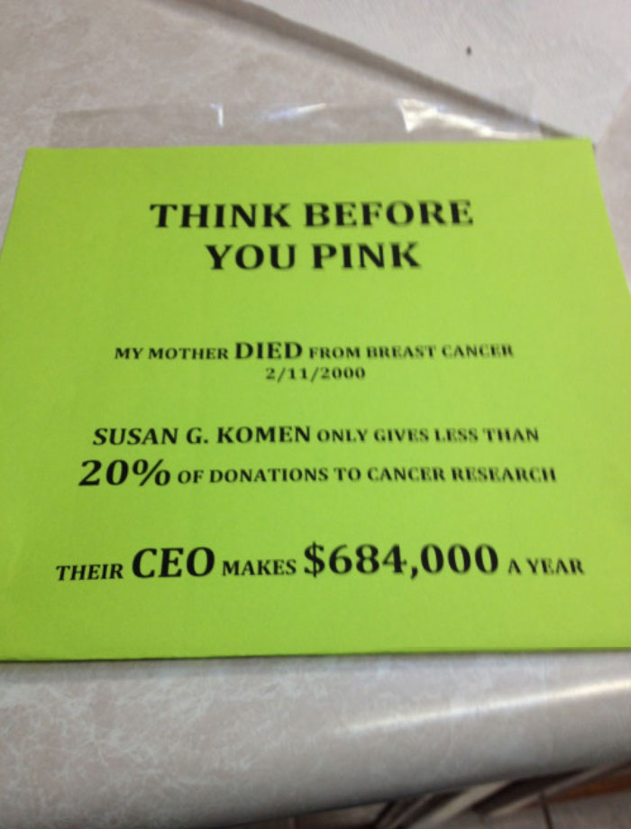 Poster Calling Breast Cancer Charity A 'Scam' Goes Viral, Then Someone Explains Why It's Wrong