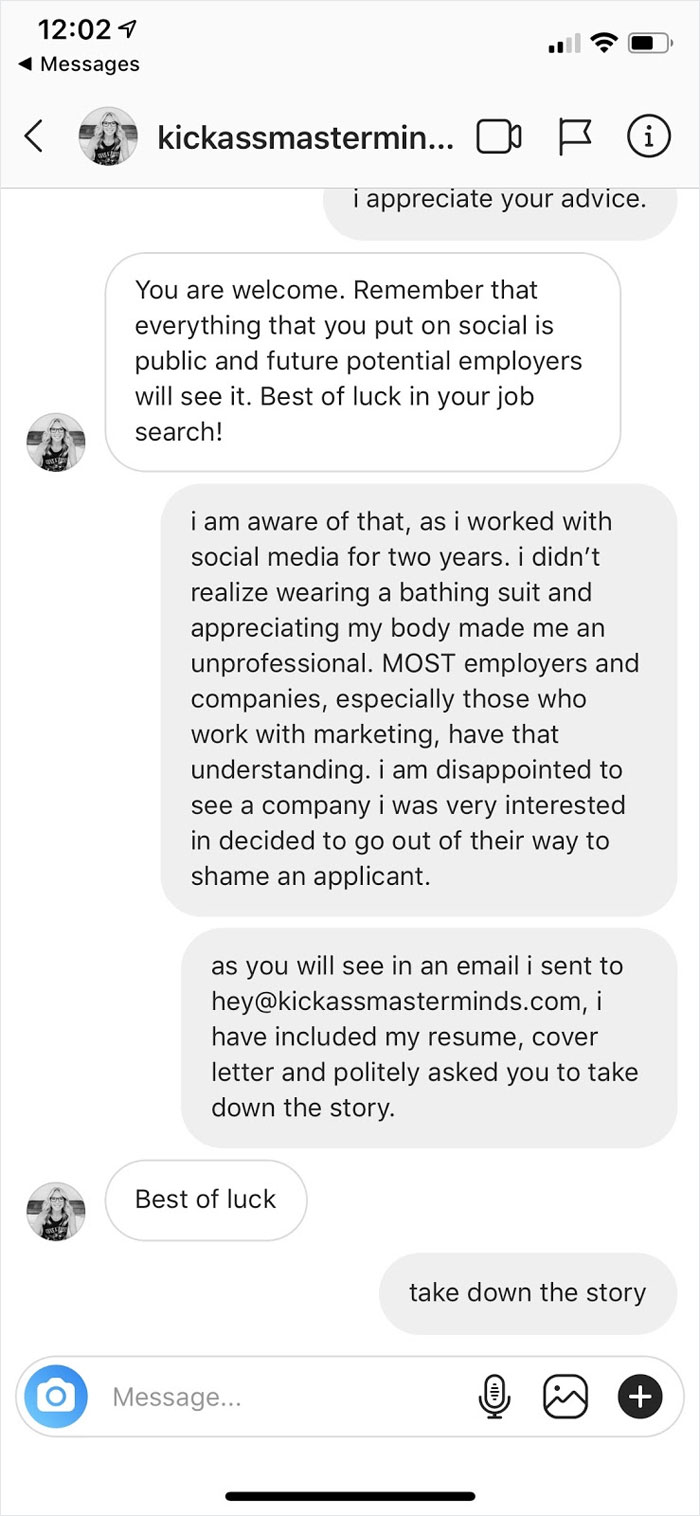 Girl Applies For Internship, But The Company Shares A Photo They Found Of Her In A Bikini, Saying She Won't Get It