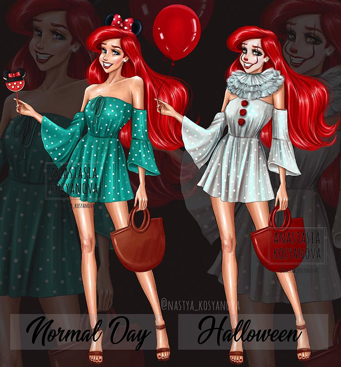 8 Disney Princesses All "Dressed Up" For Halloween By A Russian Artist