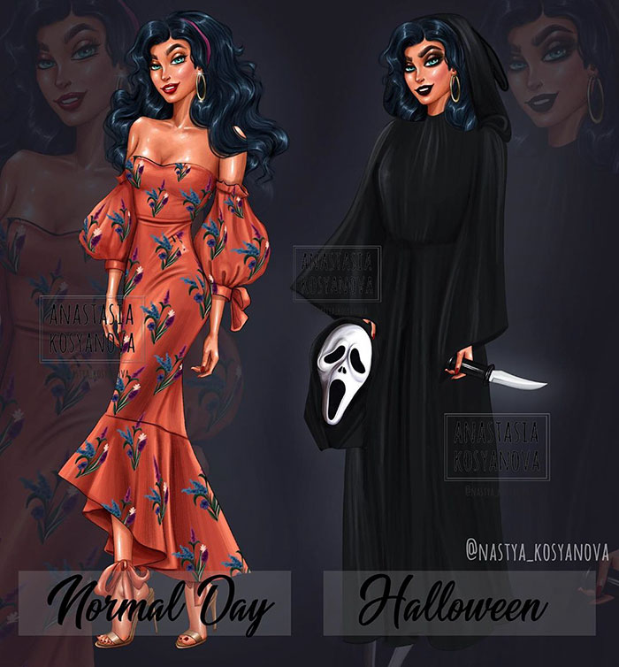 8 Disney Princesses All "Dressed Up" For Halloween By A Russian Artist