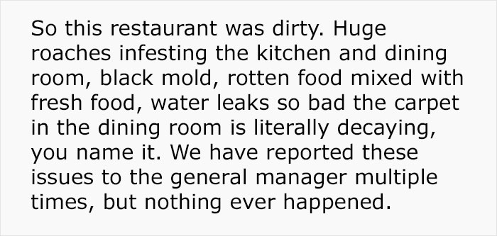 Person Gets Terminated While On Medical Leave, Takes Pics Of Violations In Restaurant And Shuts It Down