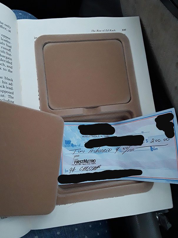 A Book I Found At The Thrift Store Had A Secret Compartment With A Check In It