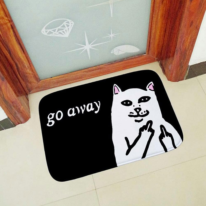 Cat With Middle Finger Doormat