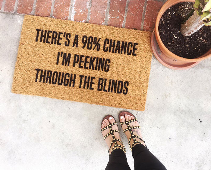 Peeking Through Blinds Doormat