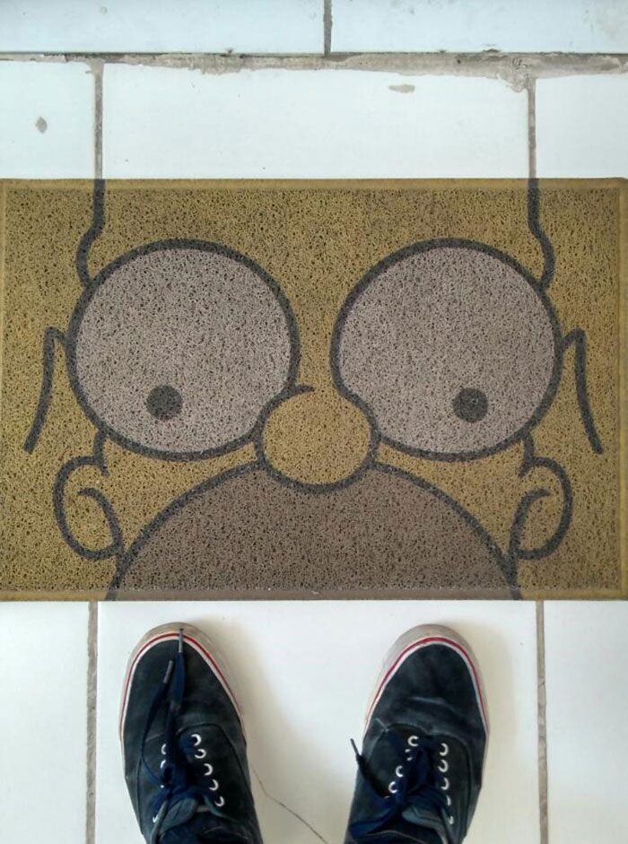 The Homer Simpson In My Welcome Mat Fits The Floor Tile Perfectly