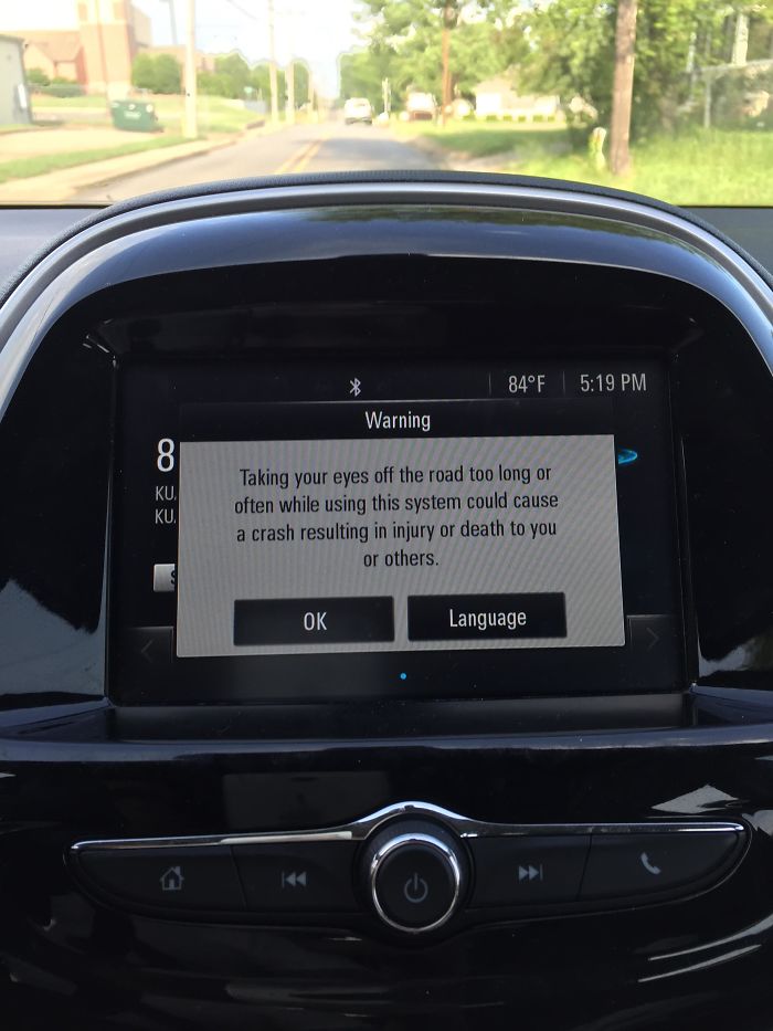 My Car Displays A Long Distracting Message Reminding You To Not Participate In Distracted Driving–while Driving