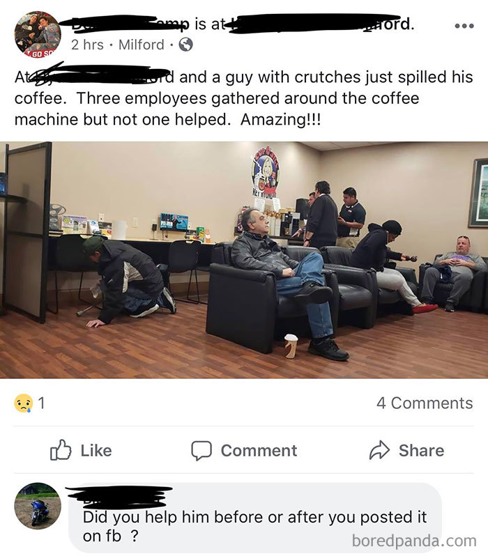 Lady Posts On Facebook To Complain About Employees Not Helping Disabled Customer While Simultaneously Not Helping, Either