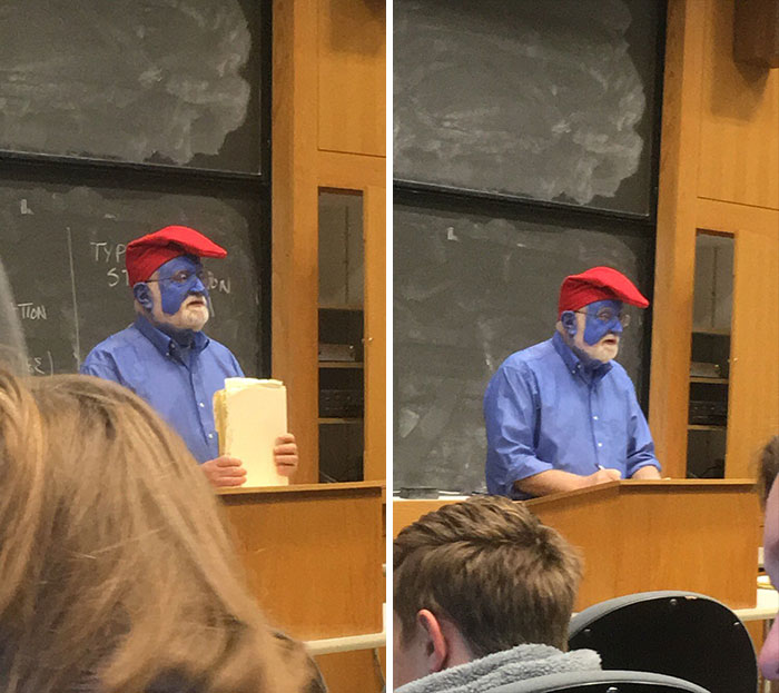 This College Professor Has Been Dressing Up As Papa Smurf For Halloween For Five Years 