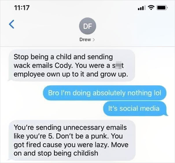 Employee Shares A Meme And Gets Fired Over It, So He Shares The Text Exchange With The Boss